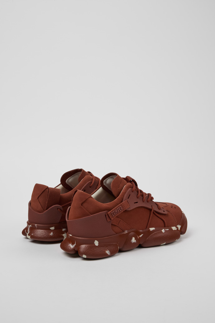 Camper Karst - Roter Damensneaker aus Textil und Nubukleder