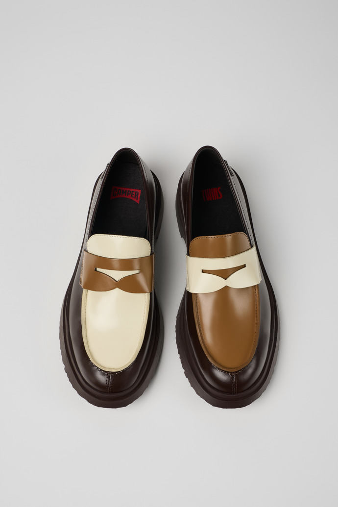 Camper Twins - Braune und weiße Lederloafer für Herren