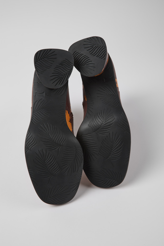 Camper Kiara - Bedruckte Damenstiefelette aus Leder in Weinrot und Orange