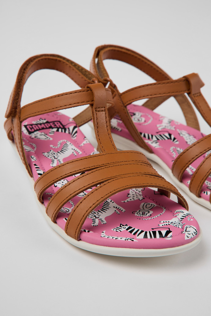 Camper Twins - Braune Kindersandale aus Leder