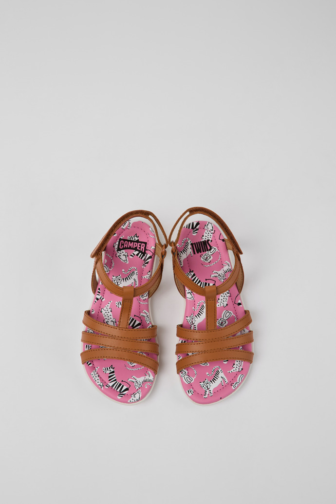 Camper Twins - Braune Kindersandale aus Leder