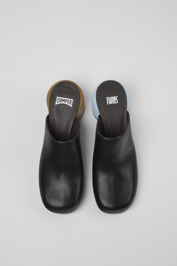 Camper Twins - Schwarze Lederclogs für Damen
