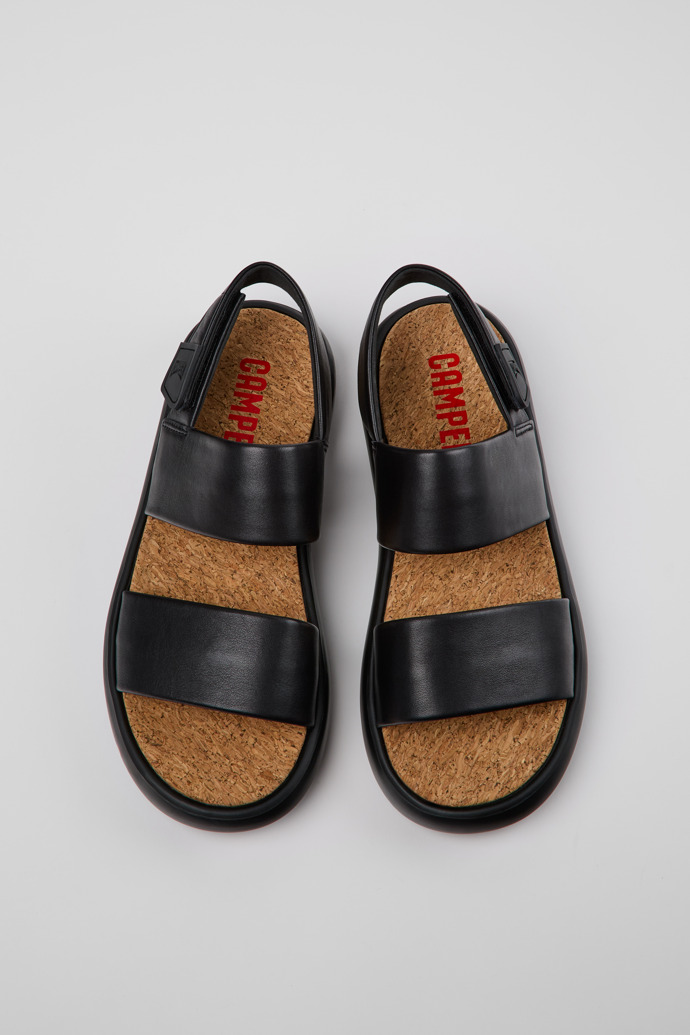 Camper Pelotas Flota - Schwarze Herrensandale aus Leder.
