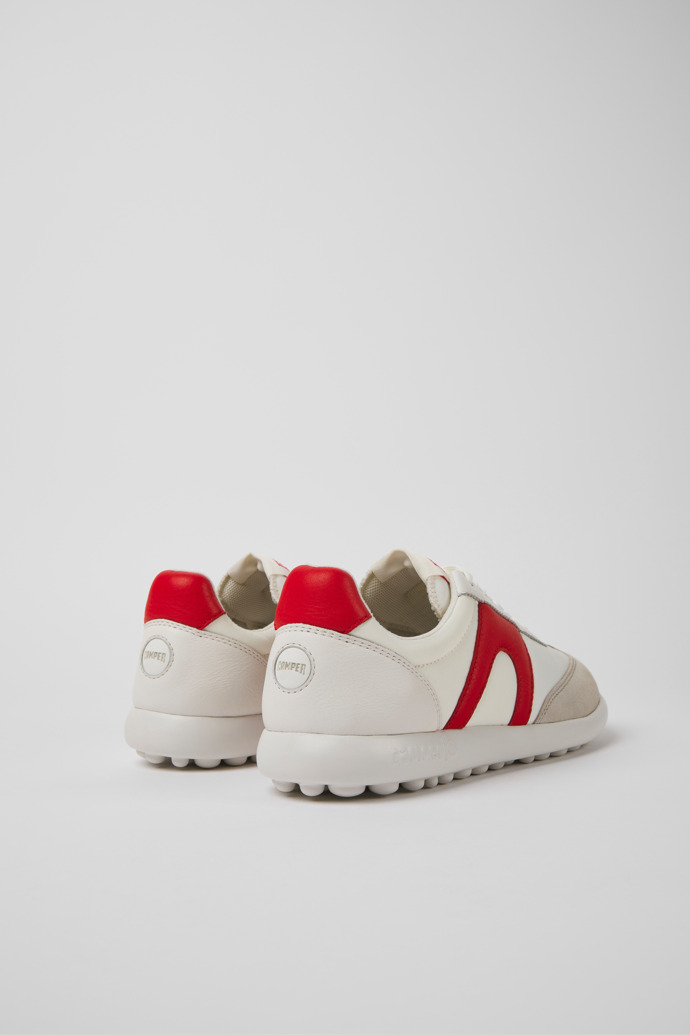 Camper Pelotas XLite - Weiß-roter Damensneaker aus Leder und Textil