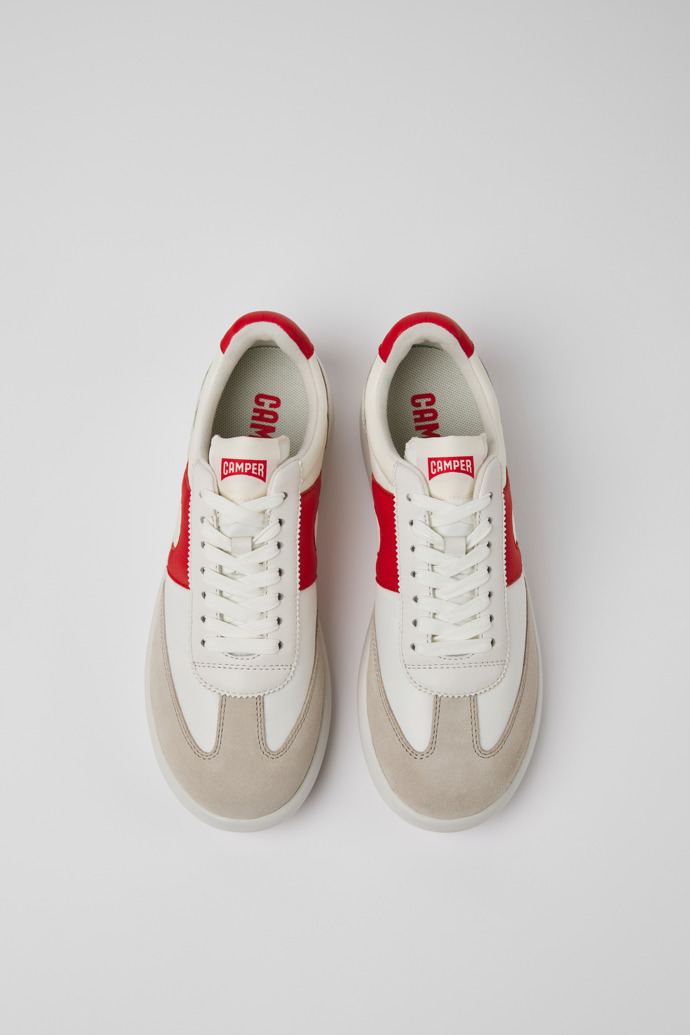 Camper Pelotas XLite - Weiß-roter Damensneaker aus Leder und Textil
