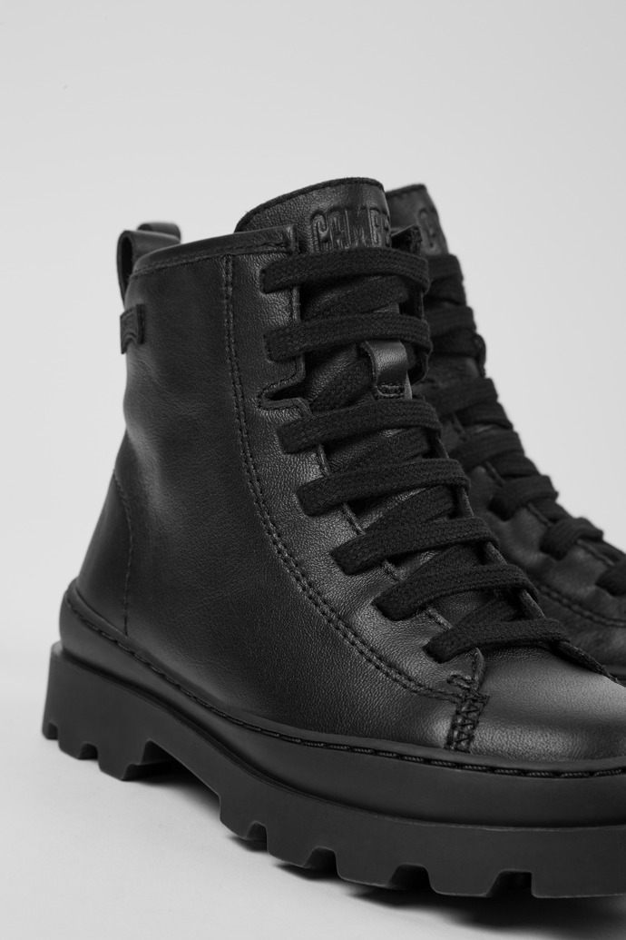 Camper Brutus - Schwarze Lederstiefelette für Kinder.