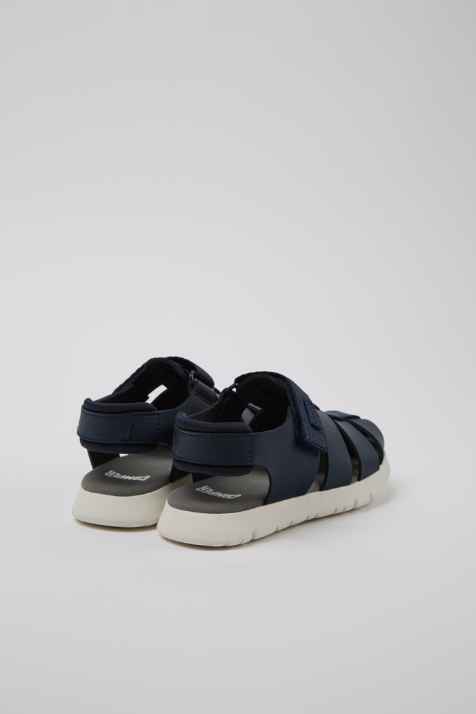 Camper Oruga - Blauer Kindersandal aus Leder und Textil.