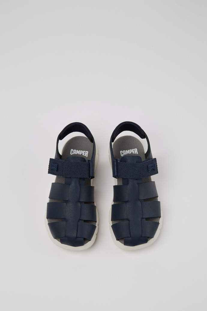 Camper Oruga - Blauer Kindersandal aus Leder und Textil.