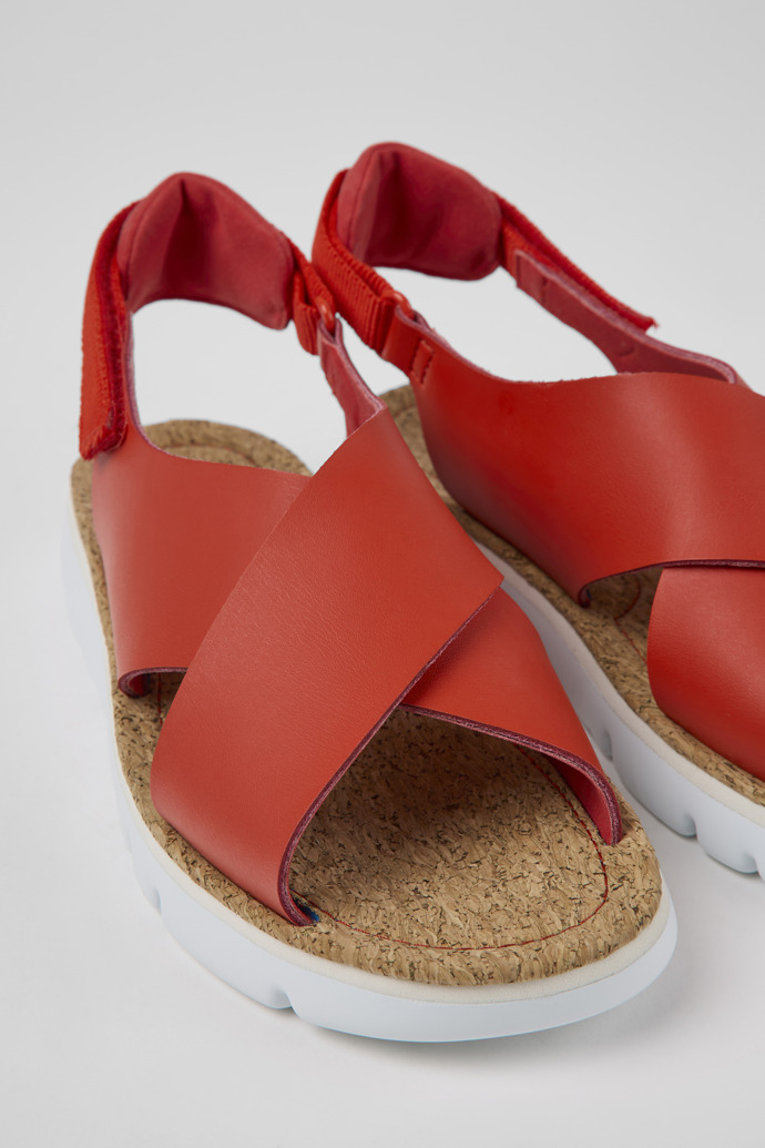 Camper Oruga - Rote Damensandale aus Leder und Textil
