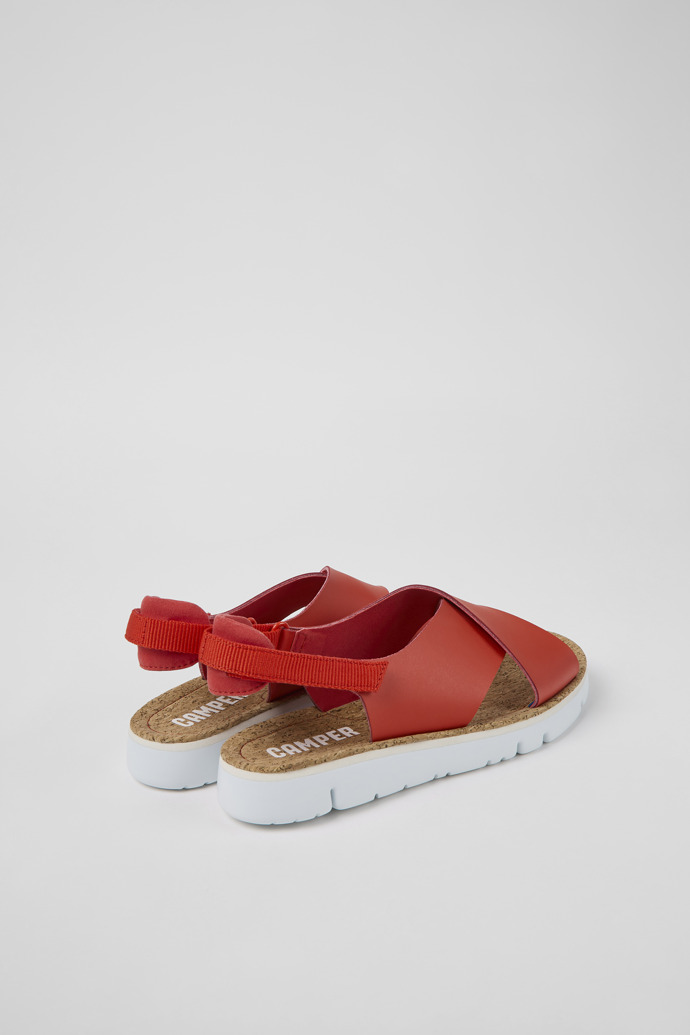 Camper Oruga - Rote Damensandale aus Leder und Textil