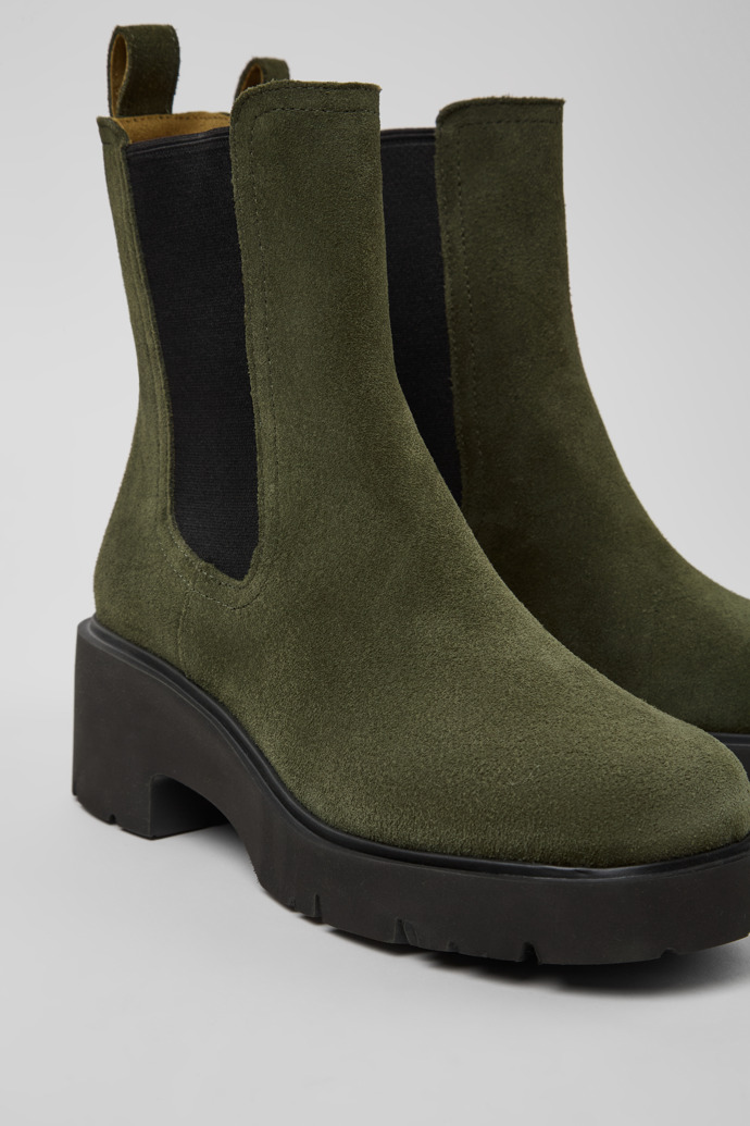 Camper Milah - Grüne Damenstiefelette aus Nubukleder