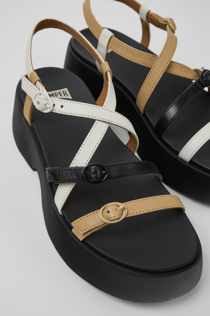 Camper Twins - Mehrfarbige Ledersandalen für Damen.