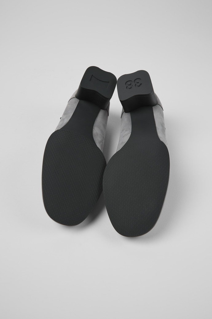 Camper Katie - Graue Mary-Jane-Schuhe mit Absatz aus Nubuk