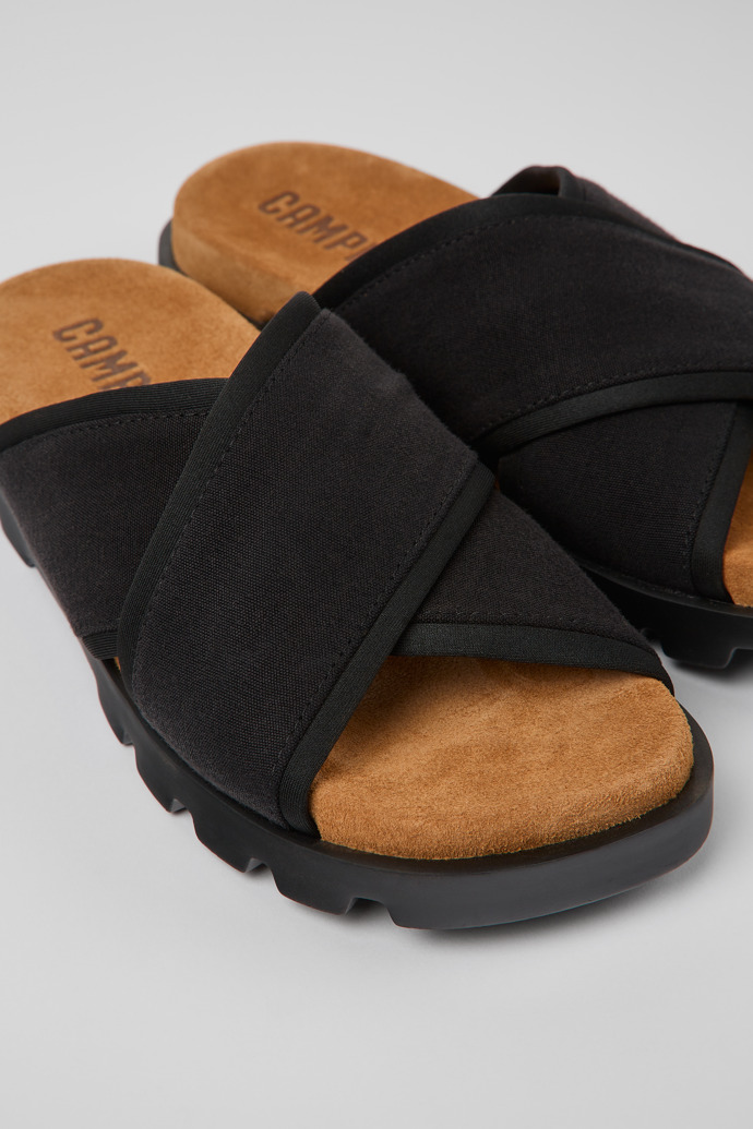 Camper Brutus Sandal - Schwarze Damensandalen aus Textil mit Kreuzriemen