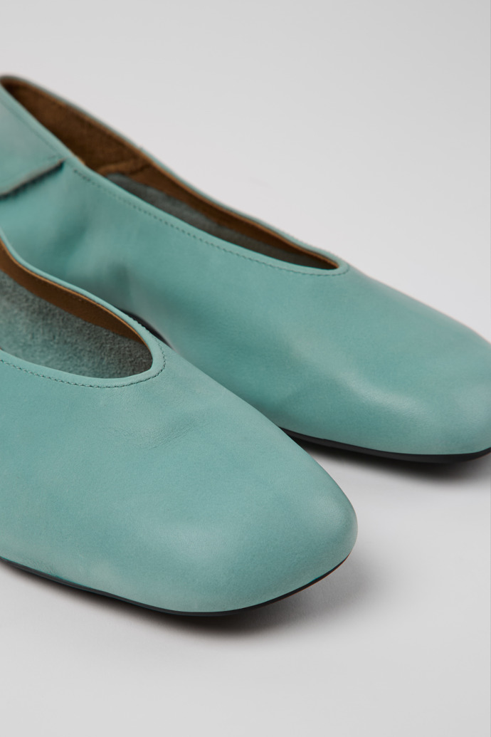 Camper Casi Myra - Grüne Lederballerina/Mokassinschuhe für Damen.
