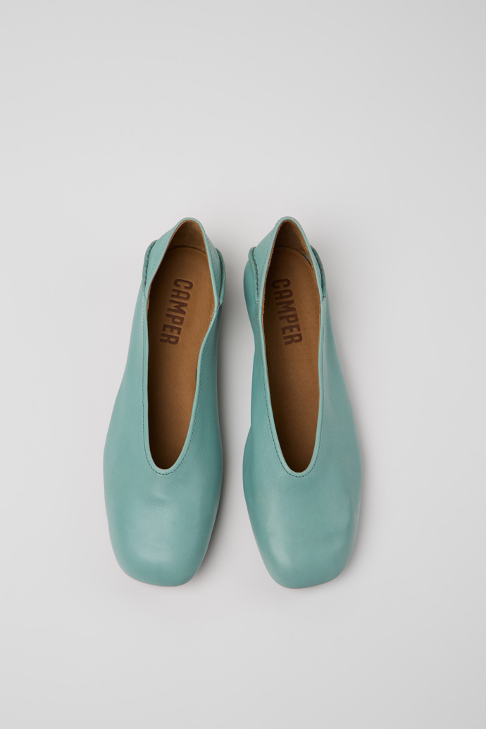 Camper Casi Myra - Grüne Lederballerina/Mokassinschuhe für Damen.