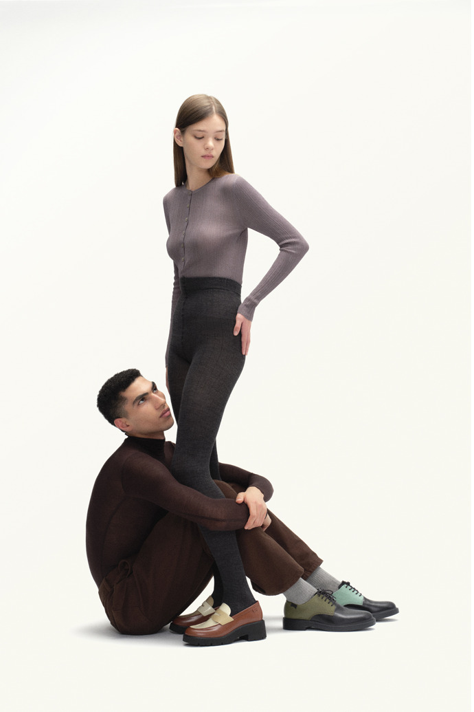 Camper Twins - Mehrfarbige Ledermokassins/Ballerinas für Damen.