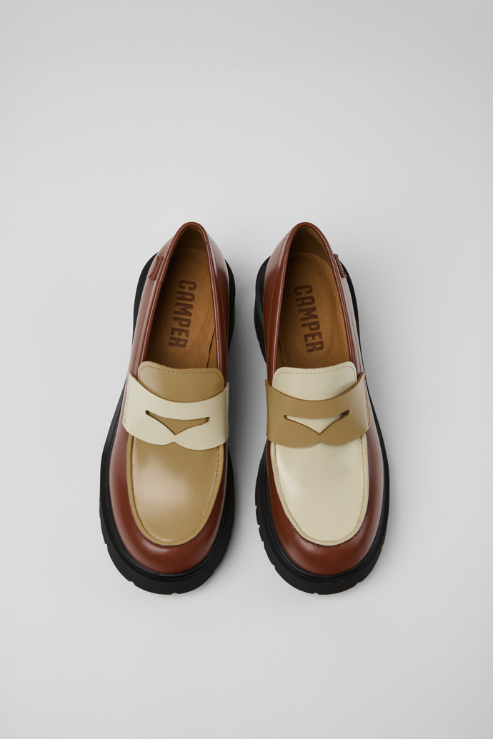 Camper Twins - Mehrfarbige Ledermokassins/Ballerinas für Damen.