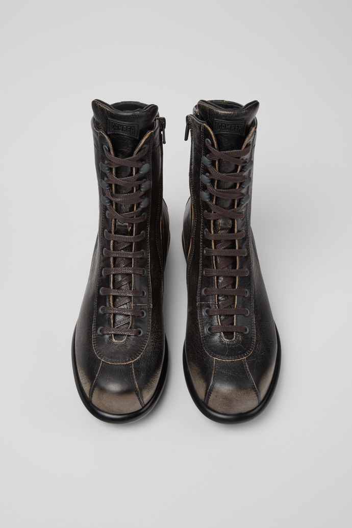 Camper Pelotas - Graue Stiefeletten aus pflanzlich gegerbtem Leder für Damen.