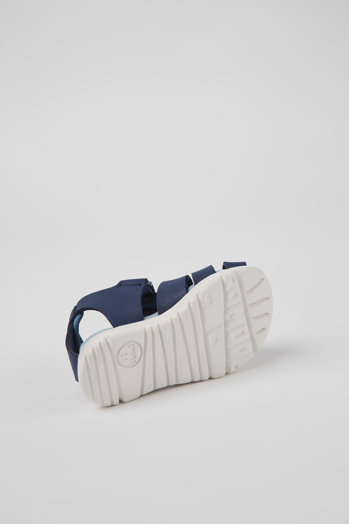 Camper Oruga - Blaue Kindersandale aus Leder und Textil