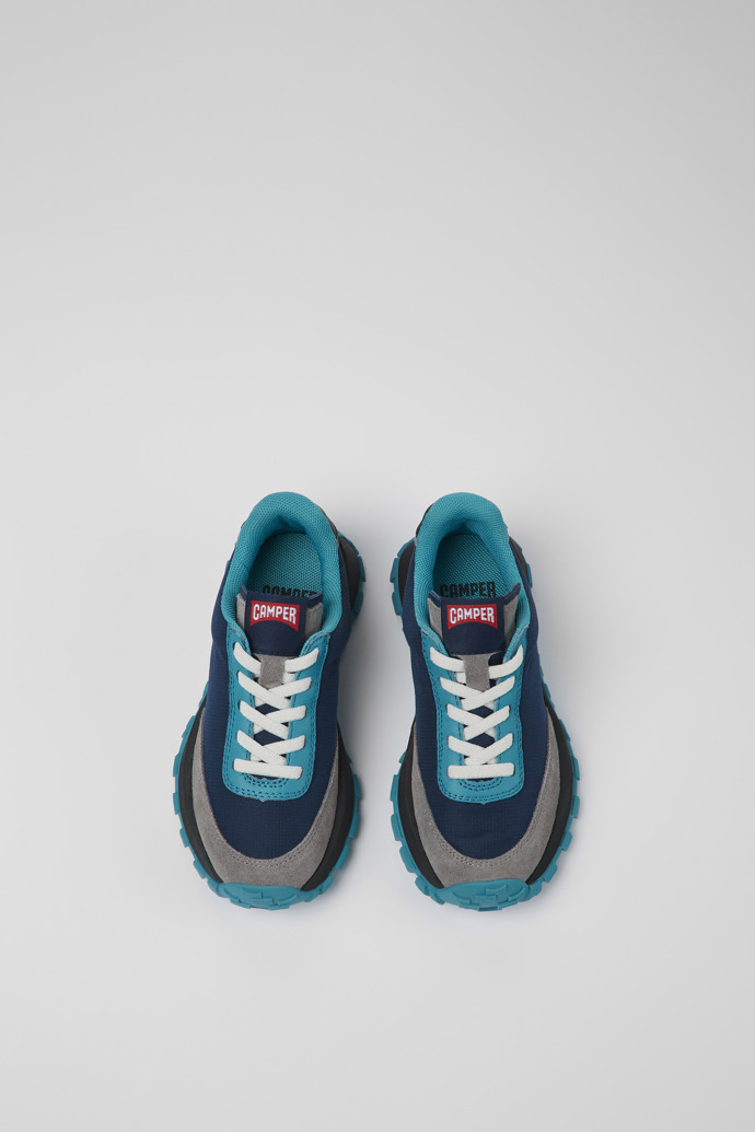 Camper Drift Trail - Blauer Kindersneaker aus Leder und Textil