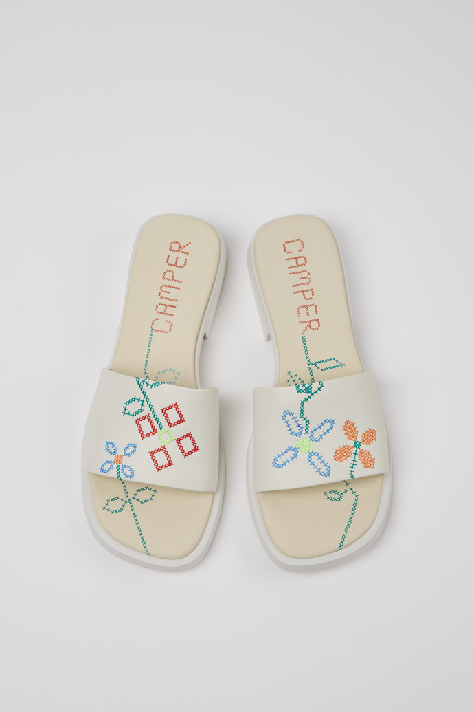Camper Twins - Weiße Ledersandalen für Damen.