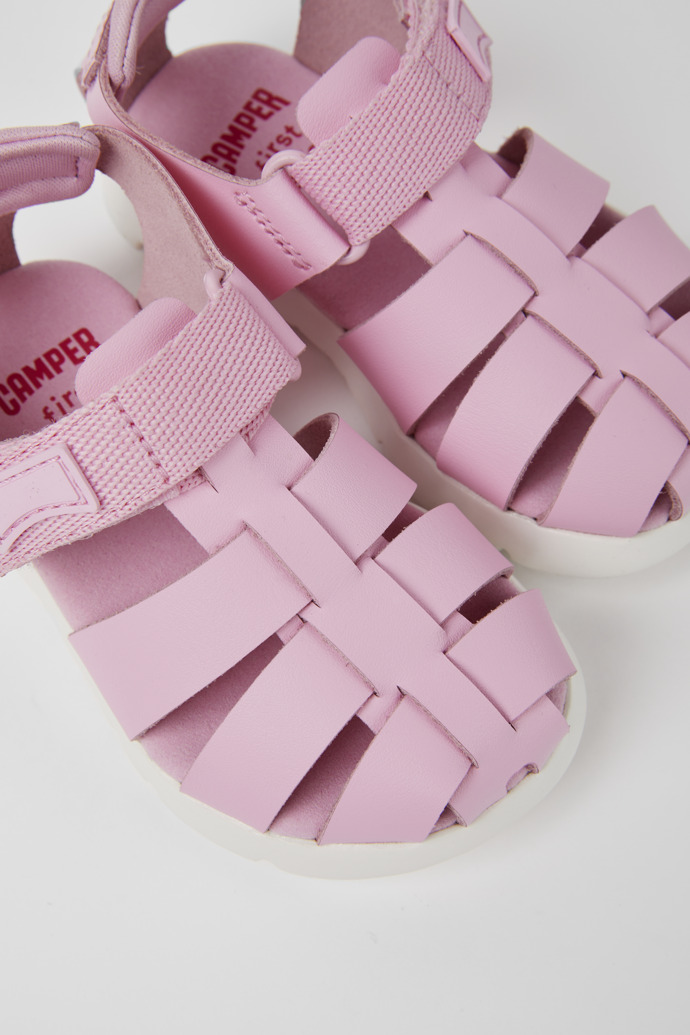 Camper Oruga - Rosa Sandale aus Leder und Textil
