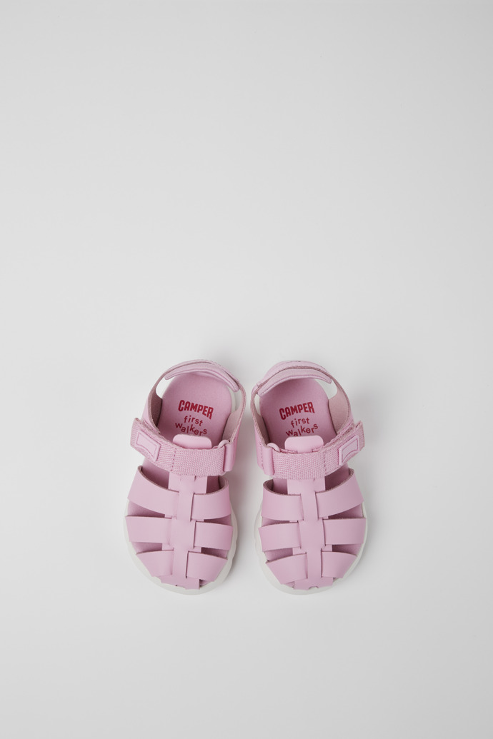 Camper Oruga - Rosa Sandale aus Leder und Textil