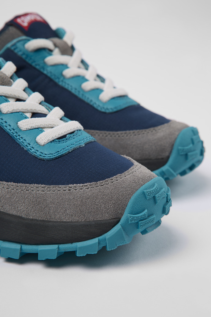 Camper Drift Trail - Blauer Kindersneaker aus Leder und Textil