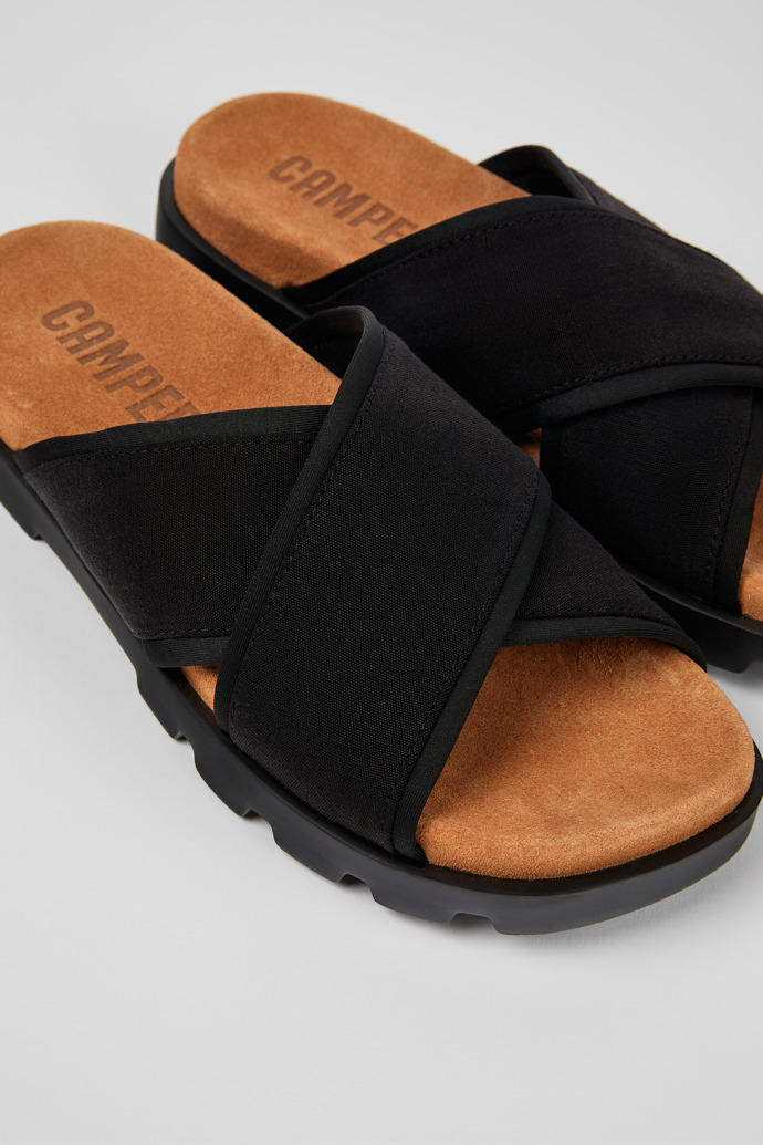 Camper Brutus Sandal - Schwarze Herrenpantoletten aus Textil