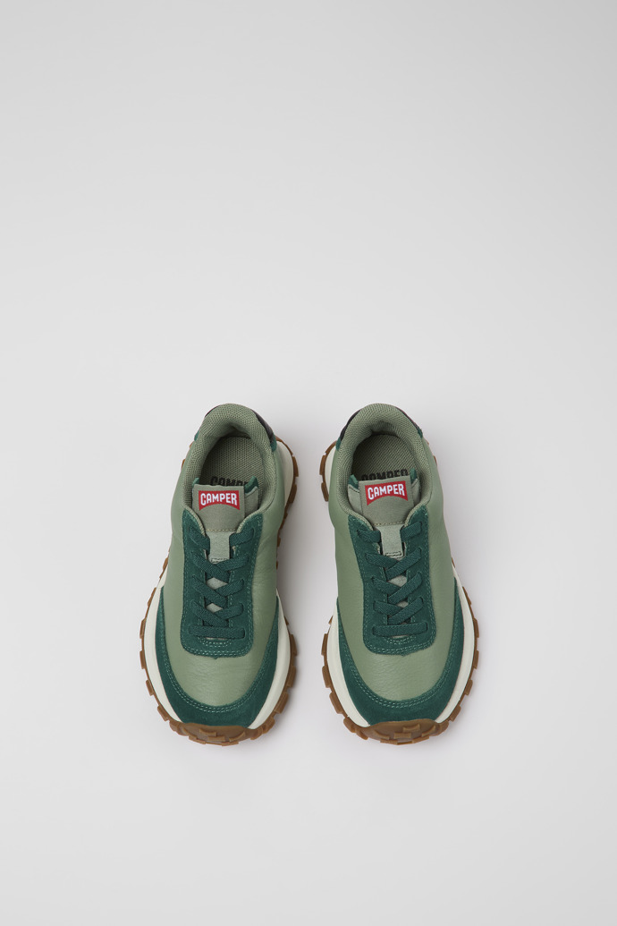 Camper Drift Trail - Grüner Kindersneaker aus Leder und Nubukleder