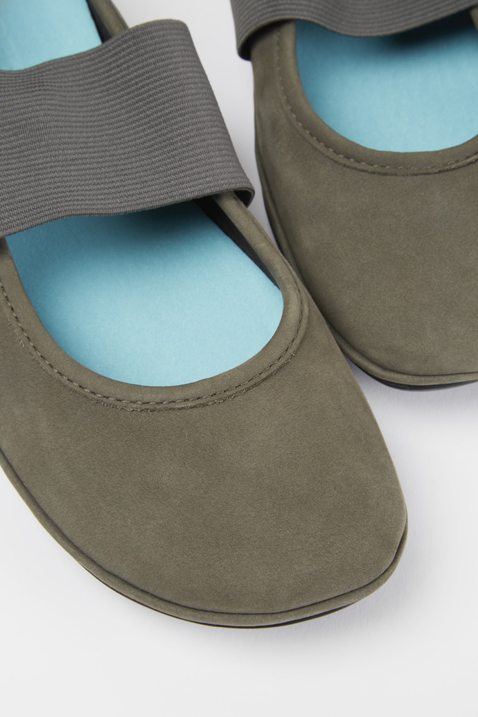 Camper Right - Grüne Ballerinas aus Nubukleder