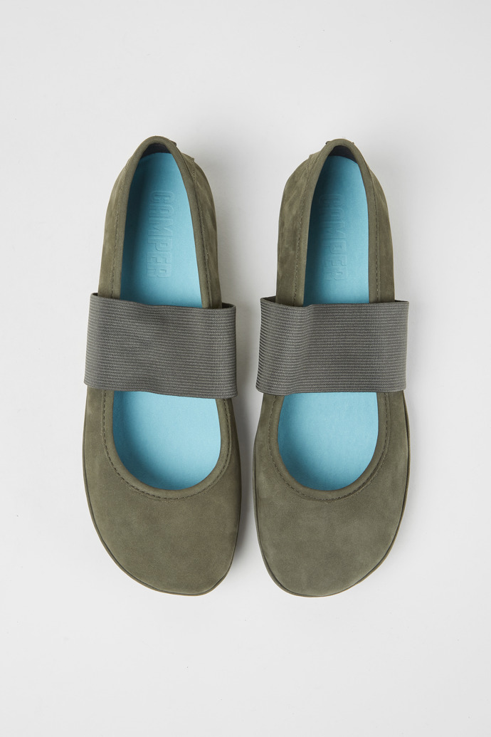 Camper Right - Grüne Ballerinas aus Nubukleder