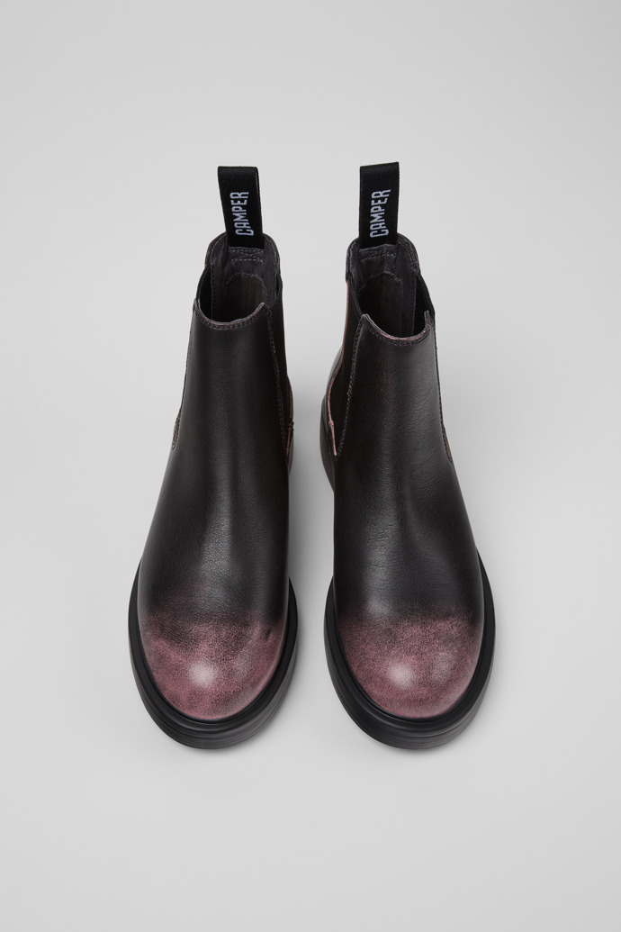 Camper Dean - Schwarze und rosa Lederstiefeletten für Damen.