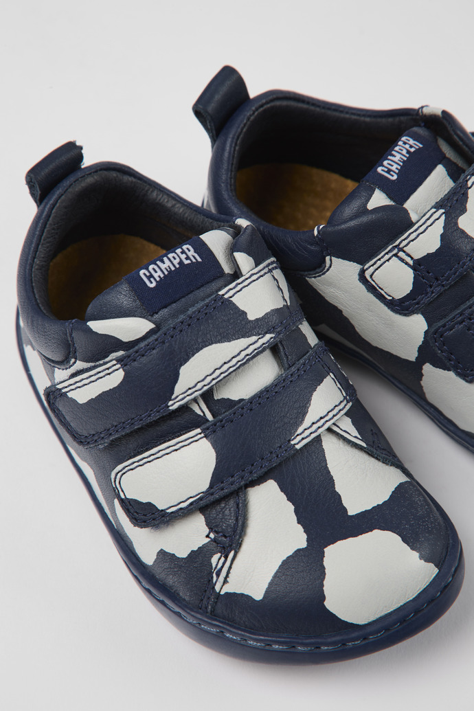 Camper Twins - Blau-weißer Kinderschuh aus Leder