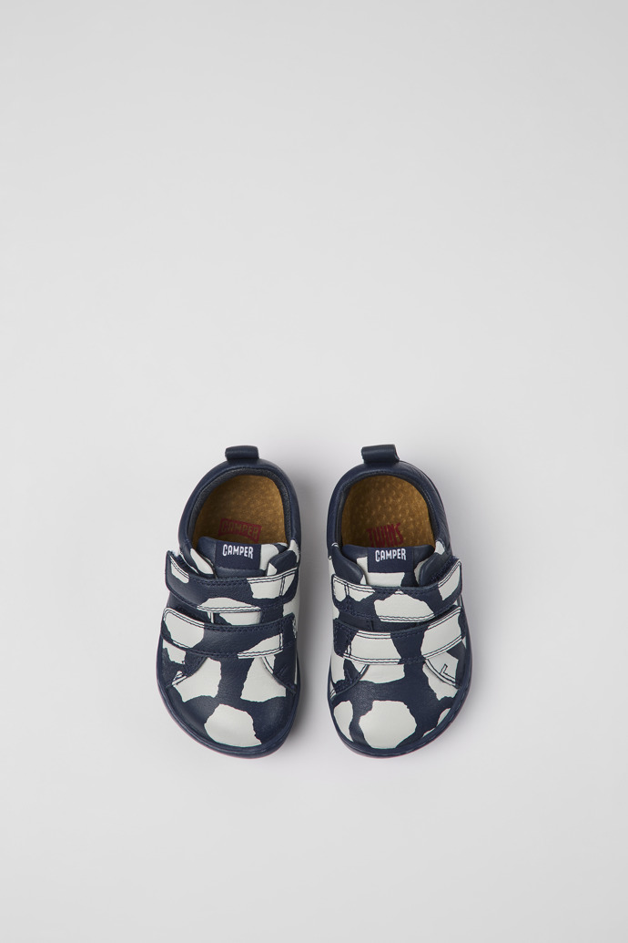 Camper Twins - Blau-weißer Kinderschuh aus Leder