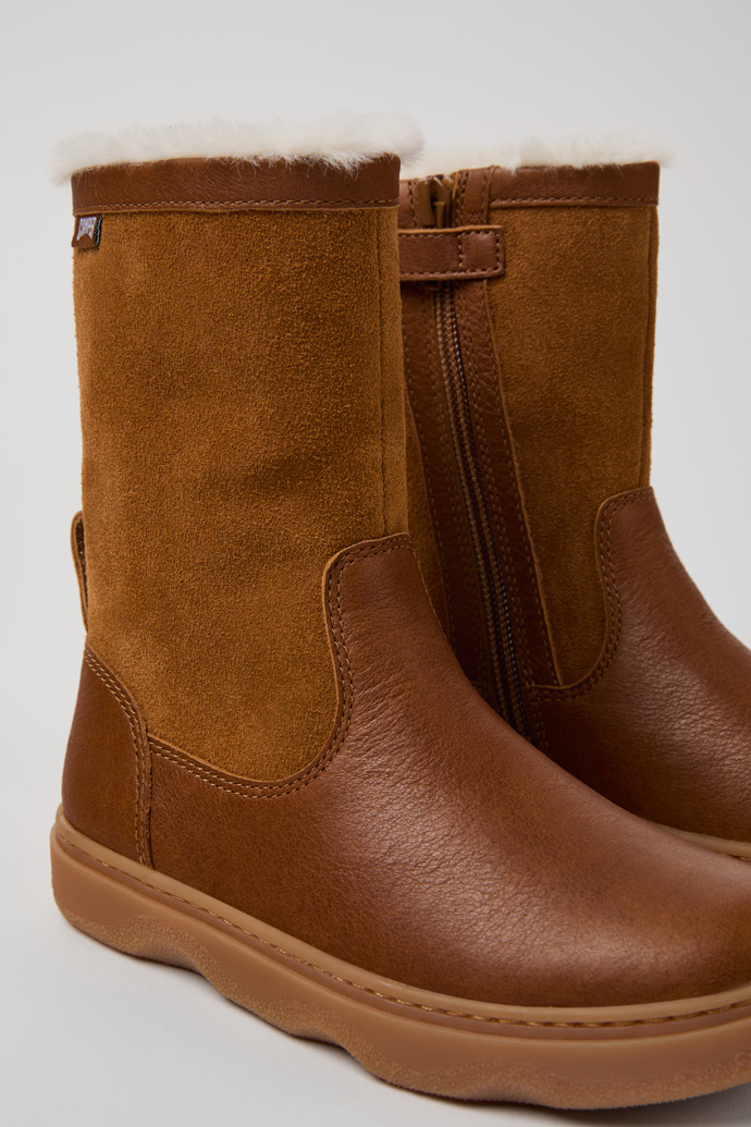 Camper Kiddo - Braune Kinderstiefel aus Leder und Nubukleder.