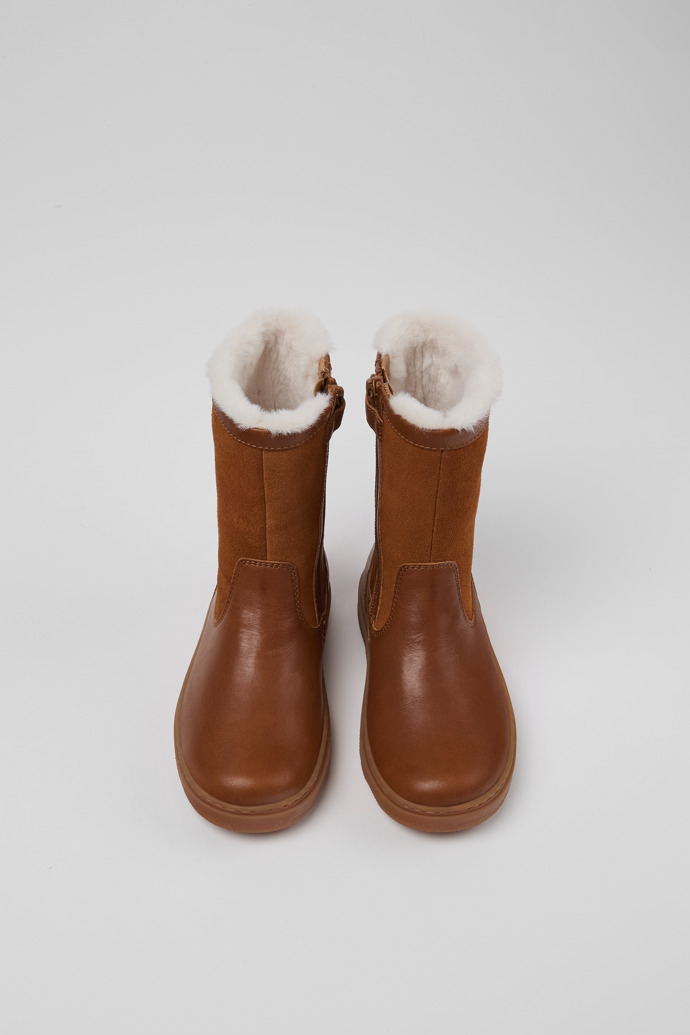 Camper Kiddo - Braune Kinderstiefel aus Leder und Nubukleder.