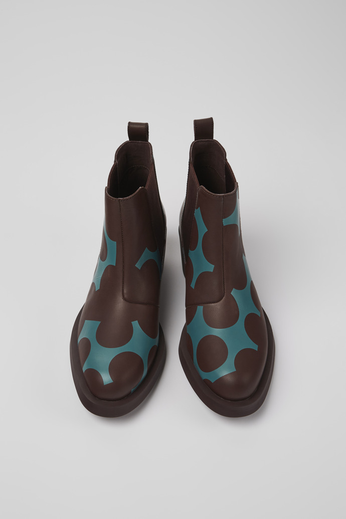 Camper Twins - Damenstiefelette aus Leder in Blau und Weinrot