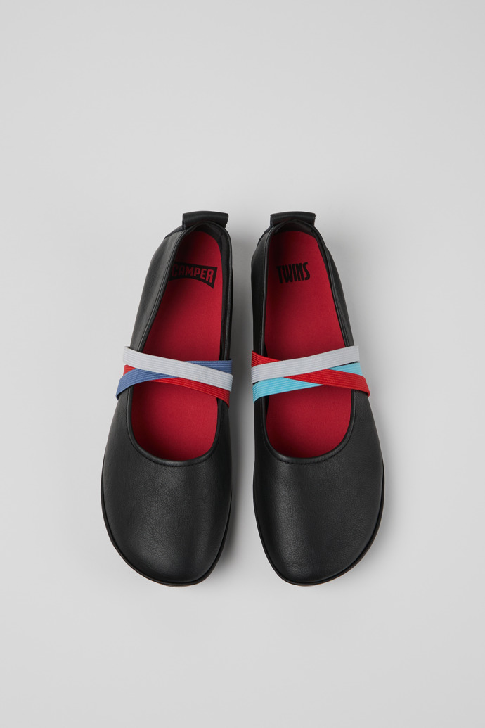 Camper Twins - Schwarze Lederballerinas und -mokassins für Damen.