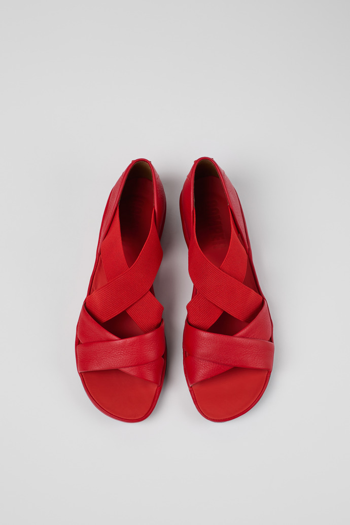 Camper Right - Rote Damensandalen aus Leder mit Kreuzriemen