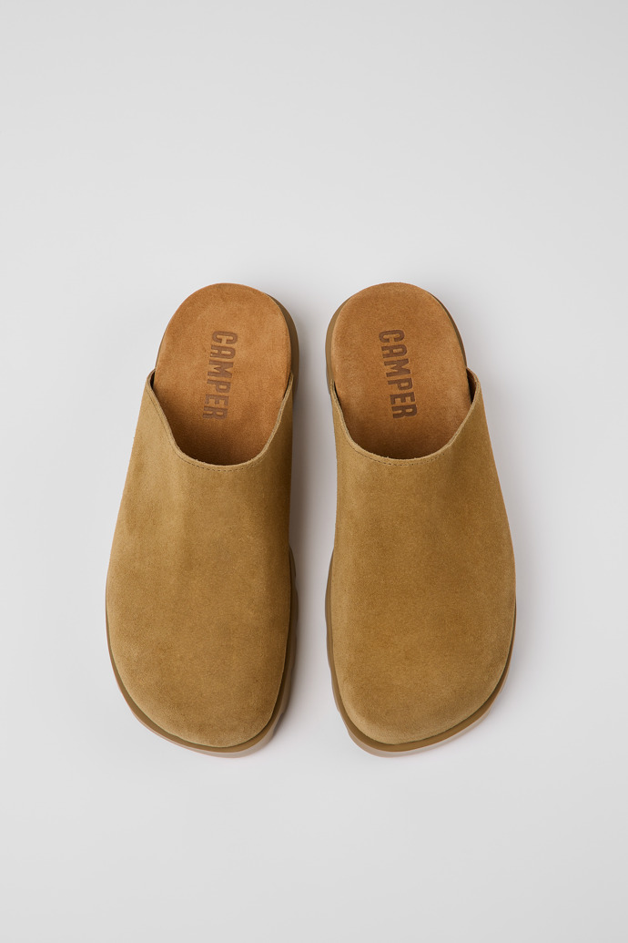 Camper Brutus Sandal - Braune Damenclogs aus Nubukleder