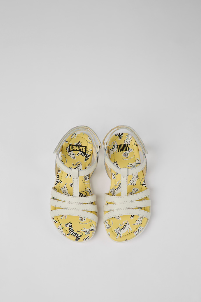 Camper Twins - Weiße Kindersandale aus Leder