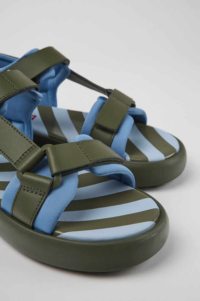 Camper Pelotas Flota - Grün-blaue Herrensandale aus Leder und Textil
