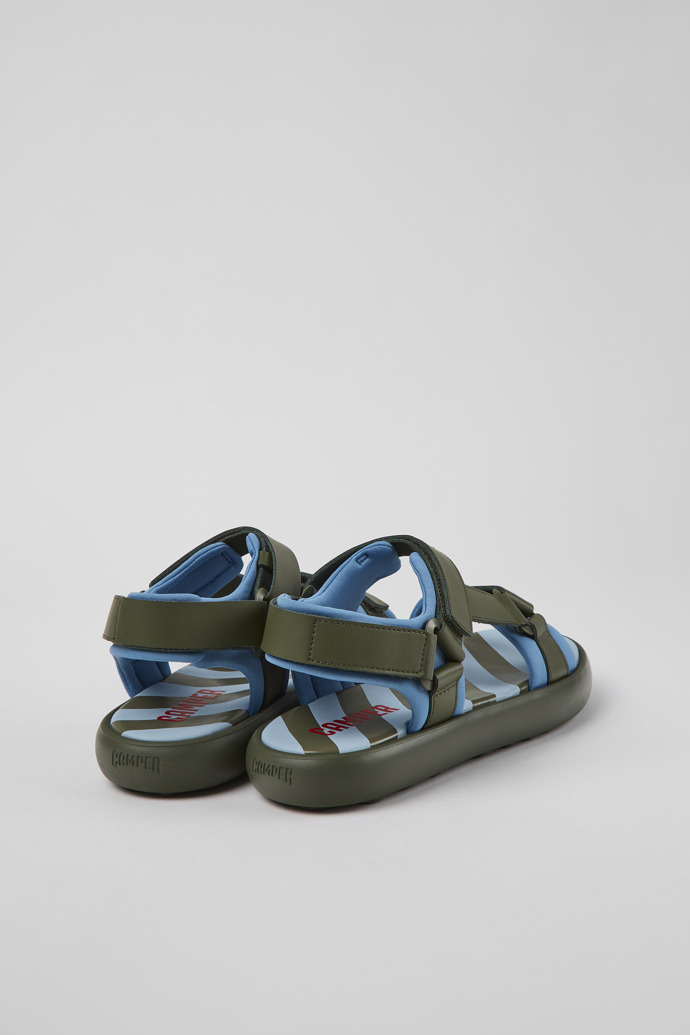 Camper Pelotas Flota - Grün-blaue Herrensandale aus Leder und Textil