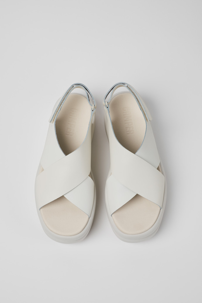 Camper Pelotas Flota Up - Weiße Ledersandalen für Damen.