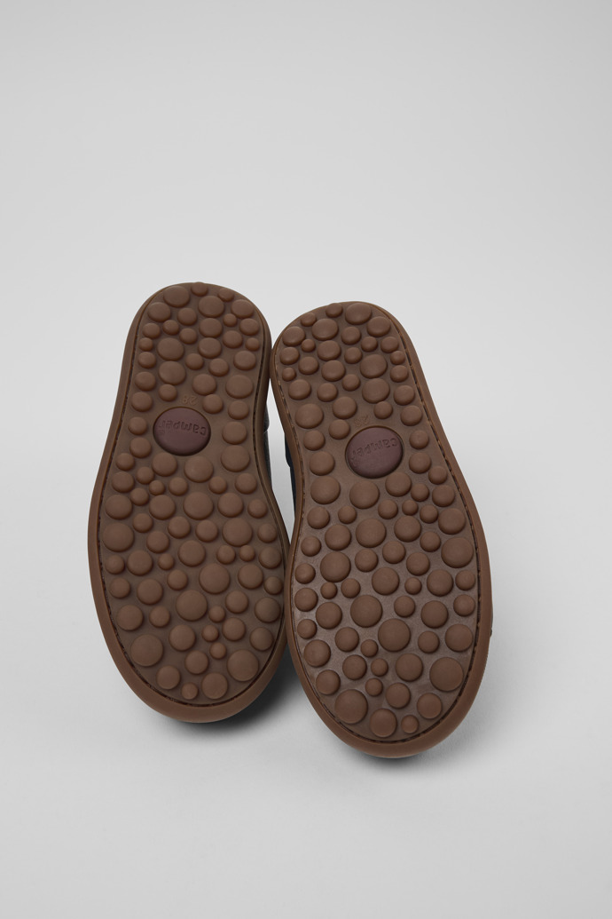 Camper Pelotas - Blauer Kinderschuh aus Leder und Textil.