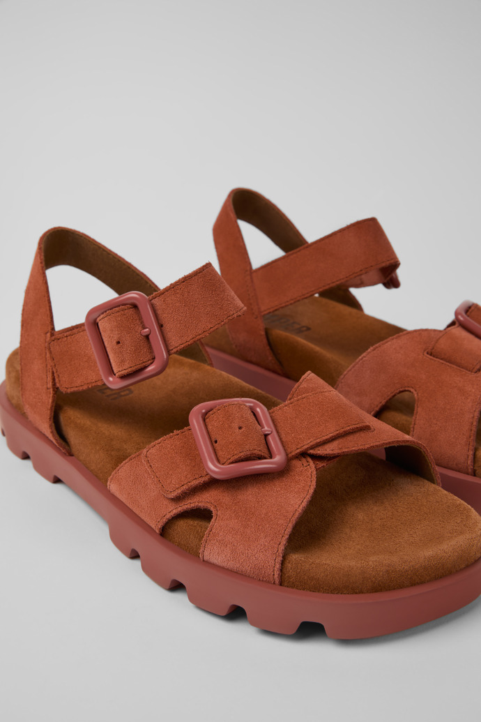 Camper Brutus Sandal - Rote Nubukleder-Sandalen für Damen.