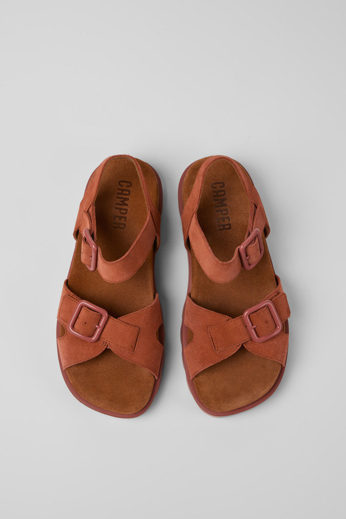 Camper Brutus Sandal - Rote Nubukleder-Sandalen für Damen.