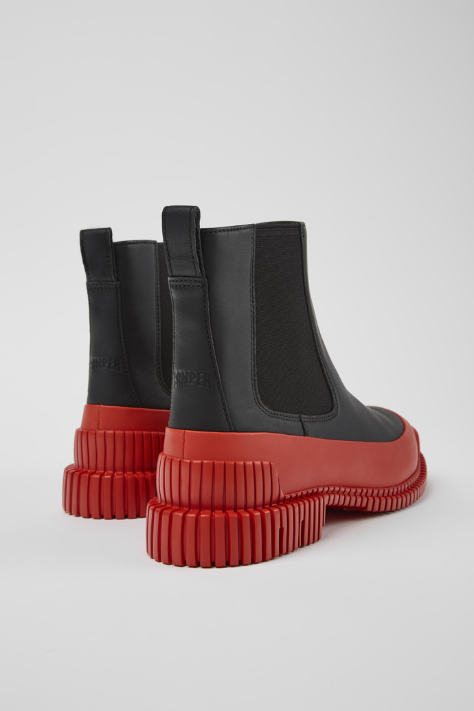 Camper Pix - Roter und schwarzer Chelseastiefel aus Leder für Damen